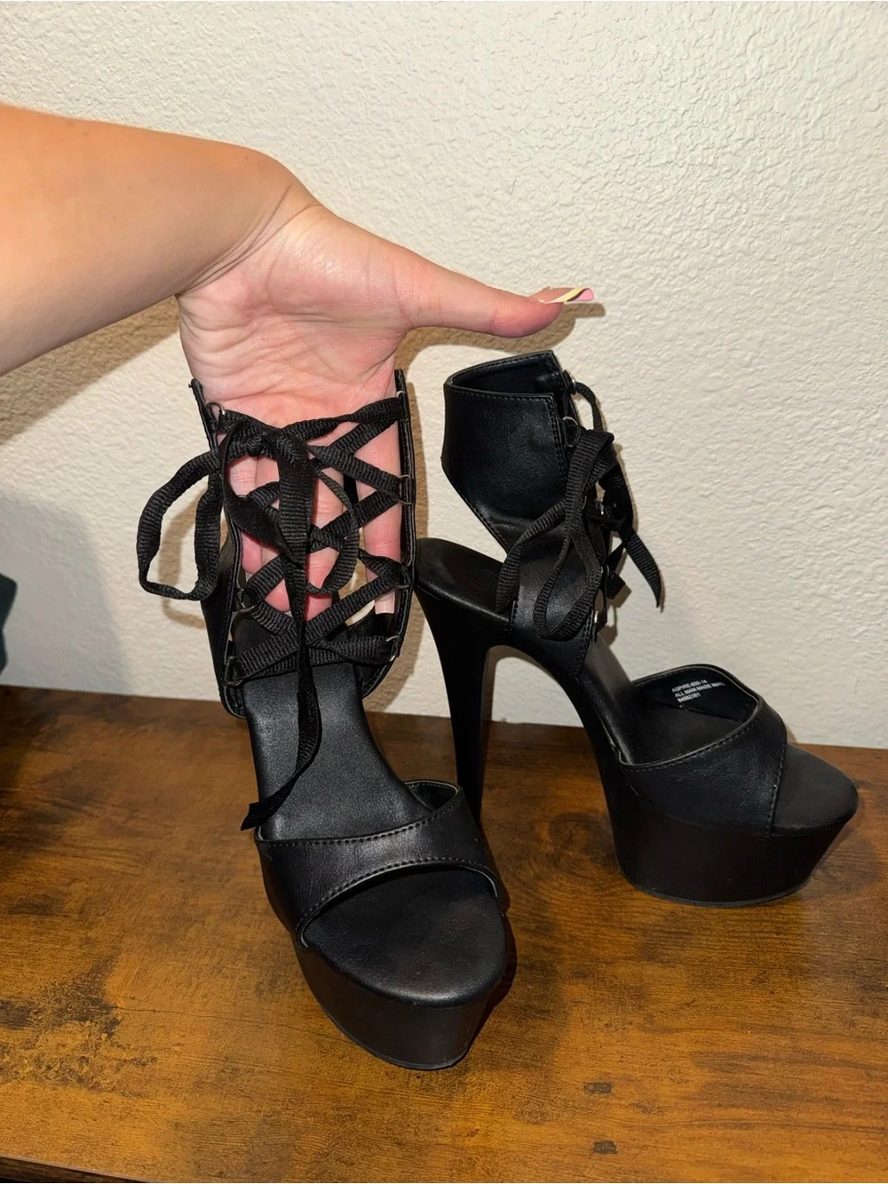 Black lace up style pleasers